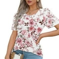 thumbnail image 1 of Cilsoka Womens Printed Tops Short Sleeve Summer Casual Crew Neck Shirts Floral Blouse Pleated Tunics Tops 2026 Fashion Clothing, 1 of 6