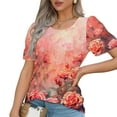 thumbnail image 1 of Cilsoka Womens Printed Tops Short Sleeve Summer Casual Crew Neck Shirts Floral Blouse Pleated Tunics Tops 2026 Fashion Clothing, 1 of 6