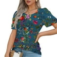thumbnail image 1 of Cilsoka Womens Printed Tops Short Sleeve Summer Casual Crew Neck Shirts Floral Blouse Pleated Tunics Tops 2026 Fashion Clothing, 1 of 6