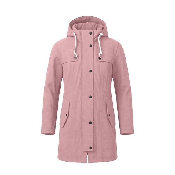 Cilsoka Womens Rain Jacket Waterproof Outdoor Rain Coats Lightweight Active Raincoat Windbreaker Long Hooded Trench Coat