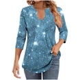 thumbnail image 1 of Cilsoka Womens Sequin Tops 3/4 Sleeve Sparkly Shirt Casual V-Neck Tshirt Fashion Glitter Party Blouses Dressy Casual Concert Disco Outfits, 1 of 5