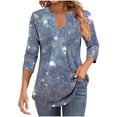 thumbnail image 1 of Cilsoka Womens Sequin Tops 3/4 Sleeve Sparkly Shirt Casual V-Neck Tshirt Fashion Glitter Party Blouses Dressy Casual Concert Disco Outfits, 1 of 5