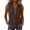 thumbnail image 1 of Cilsoka Womens Summer Tops V Neck Collared Shirts Dressy Casual Ribbed Tank Top with Zipper Loose Fit, 1 of 5