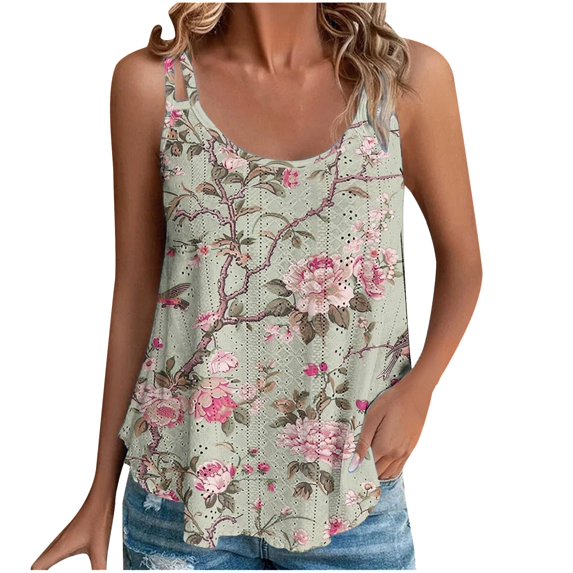 Cilsoka Womens Tank Tops Summer Casual Crew Neck Sleeveless Top Loose Fit Basic Tunic Shirts, Fashion Tops Work