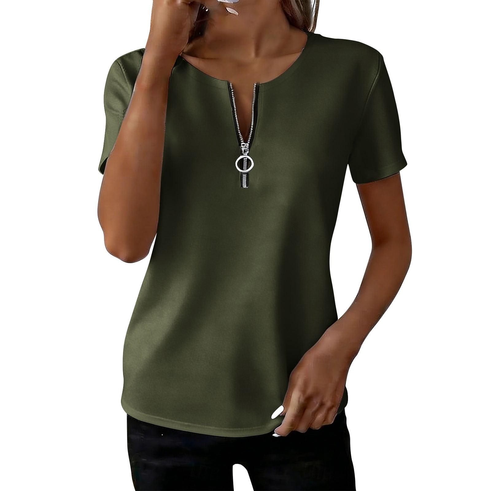 Cilsoka Womens Tops Basic Summer V Neck T Shirts Short Sleeve Dressy ...