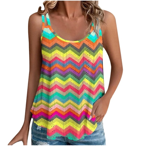Cilsoka Womens Vintage Graphic Racerback Tank Tops Summer Beach Vacation Tank Cami Casual Loose Workout Yoga Tanks Vest, Fashion Tops for Women Trendy Plus Size
