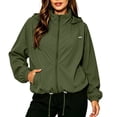 thumbnail image 1 of Cilsoka Womens Waterproof Rain Jackets Lightweight Zip Up Raincoat Outdoor Hiking Hooded Windbreaker with Pocket, 1 of 6