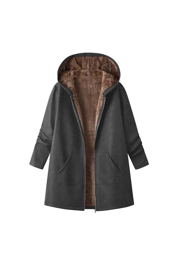 Womens Winter Warm Coats Hoodies Sherpa Fleece Lined Jacket Soft Zip Up Hoodie Warm Hooded Coats with Pockets