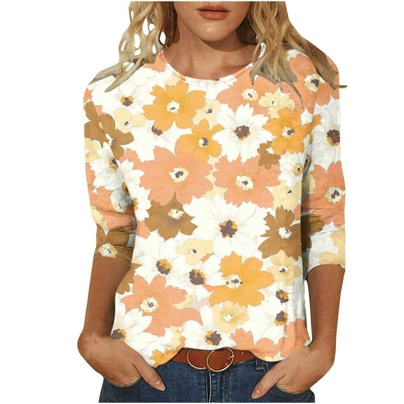 Cilsoka Work Shirts for Women Office White Tops for Women Dressy Workout Tees for Women Open Back Chiffon Blouses for Women 3/4 Sleeve My Orders past Orders