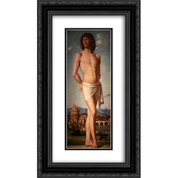Cima da Conegliano 2x Matted 14x24 Black Ornate Framed Art Print 'Saint Sebastian'