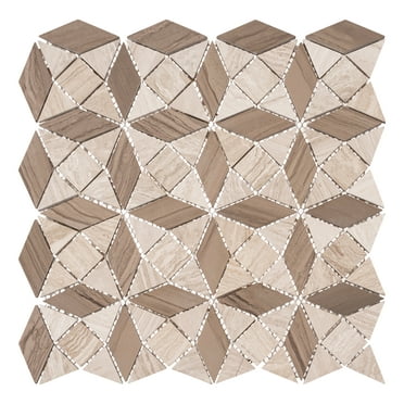 Cimarron Chimes Gray Geometric Polished Natural Stone Mosaic Wall & Floor Tile
