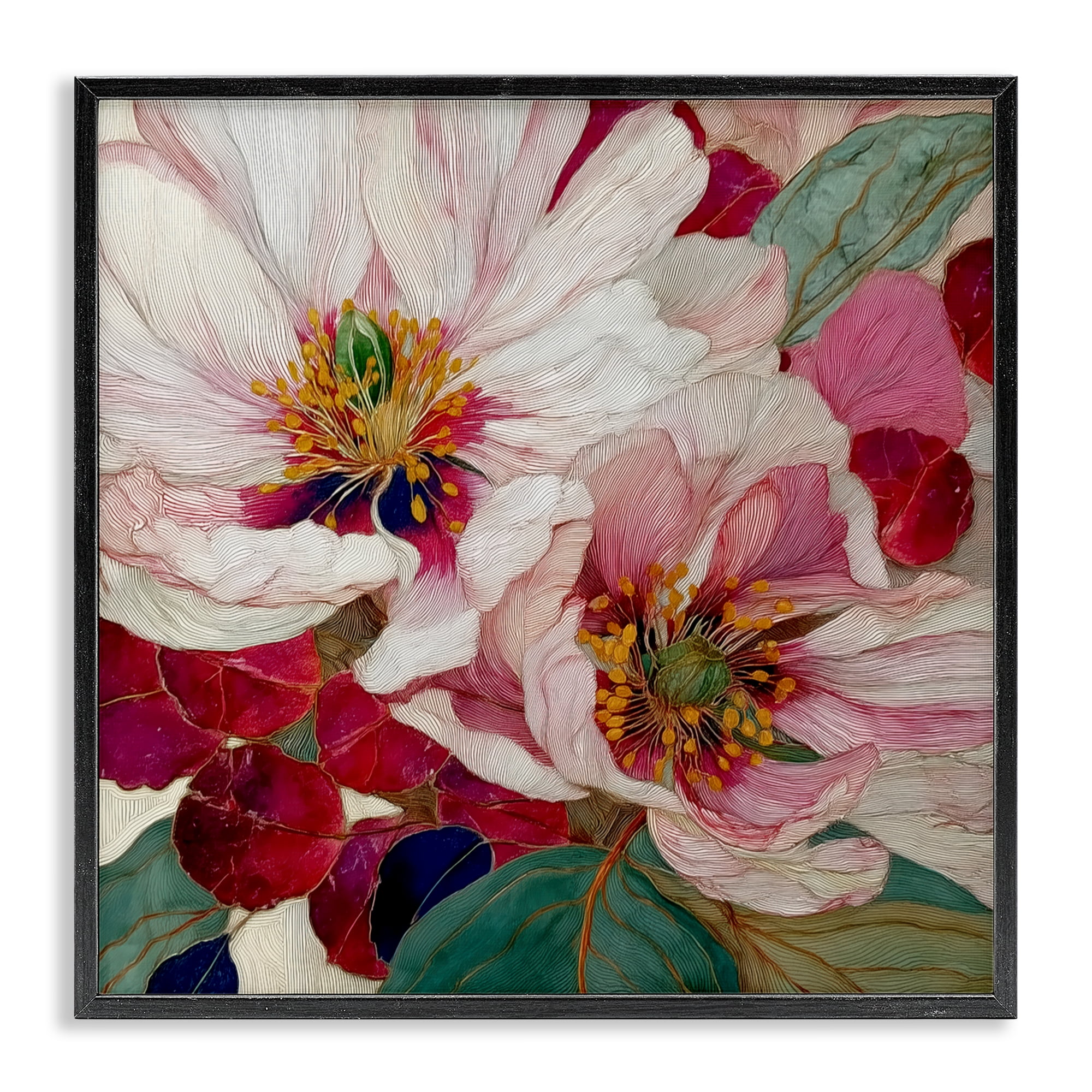 Cimarron Flowers Ornate Details Black Framed Giclee Art, design by Annabelle Hall