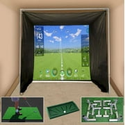 Cimarronsports 5x10x10 Tour Simulator Golf Net Frame Kit, 5x5 TeeLine Golf Mat, Ball Tray