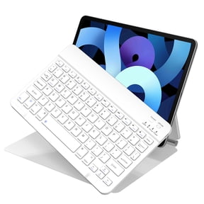 Cimetech Bluetooth Keyboard, Ultra-Slim Wireless Keyboard Quiet Portable Design with Built-in Rechargeable Battery, Fast Charging for iPad, iPhone, MacBook, Tablet,IOS, Android 3.0 and Above OS White