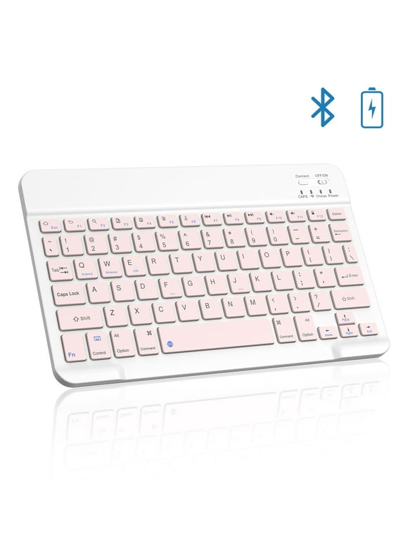 Cimetech Bluetooth Keyboard, Ultra-Slim Wireless Keyboard Quiet Portable Design with Built-in Rechargeable Battery for IOS, Mac, iPad, Windows and Android 3.0 and Above OS Pink
