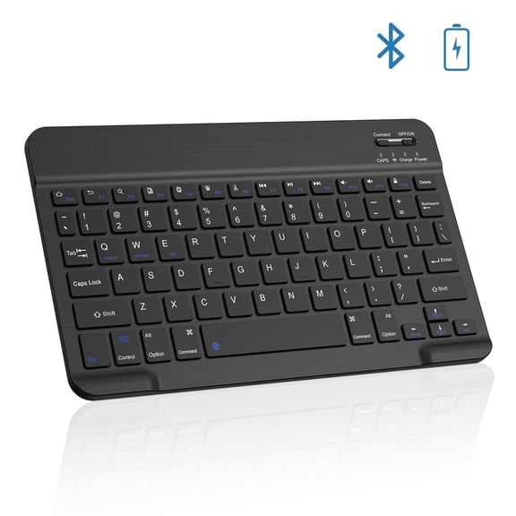 Cimetech Bluetooth Keyboard, Ultra-Slim Wireless Keyboard Quiet Portable Design with Built-in Rechargeable Battery, Fast Charging for iPad, iPhone, MacBook, Tablet,IOS, Android 3.0 and Above OS Black