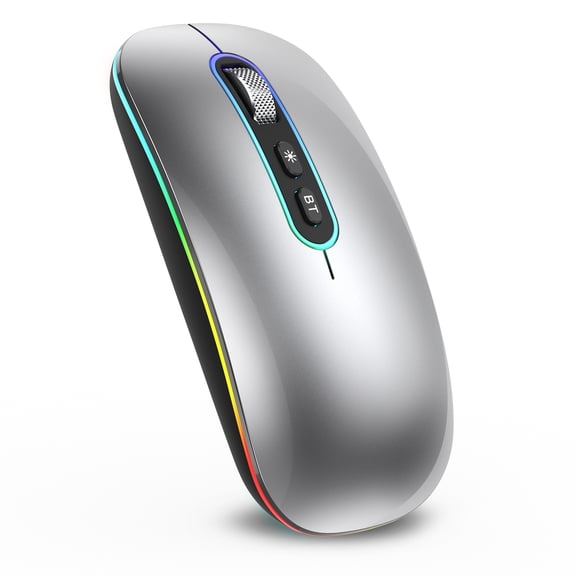 Cimetech Wireless Bluetooth Mouse Rechargeable, Computer Mice with Dual Mode (Bluetooth 5.1 and 2.4G), Compatible with MacBook Air, iPad, Laptop, Mac, Windows, ChromeOS (Gray)