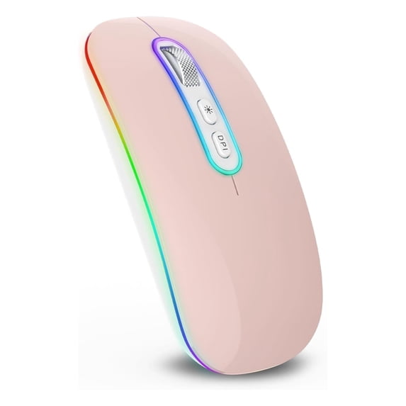 Cimetech Wireless Bluetooth Mouse, Slim Rechargeable Mac Mouse, Computer Mice with Dual Mode (Bluetooth 5.1 and 2.4G), Compatible with iPad, Laptop, Mac, Windows (Pink)
