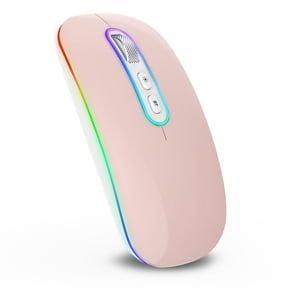 Cimetech Wireless Bluetooth Mouse, Slim Rechargeable Mac Mouse, Computer Mice with Dual Mode (Bluetooth 5.1 and 2.4G), Silent Cordless Mice Compatible with iPad, Laptop, Mac, Windows (Pink)
