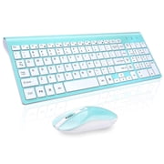Wireless Keyboard and Mouse Combo, Cimetech Quiet Keyboard and Adjustable DPI Mouse Set, 2.4GHz USB Ultra Slim Silent Computer Keyboard and Mouse for Laptop, PC, Notebook, Desktop-Sky Blue