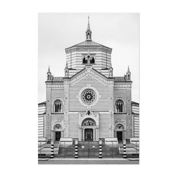 Cimitero Monumentale di Milano B&W - Milan Lombardy Italy Photography Architecture Black and White Cityscape Vintage Art Deco Unframed Wall Art Print 32 x 48 inches
