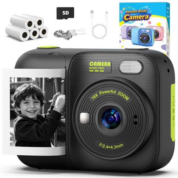 Cimizi Kids Instant Print Camera with 5 Print Paper, 1080p HD Digital ...