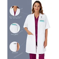 Cimmuovere Unisex Loose Short Sleeve Mid-Length White Lab Coat
