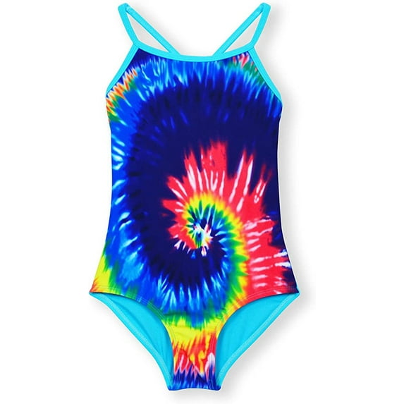 CinCili Girls' Swimwear Swimsuit Printed Thin Strap Athletic Team Swimsuit Kids Bathing Suit One Piece Suits Swim for 3-14