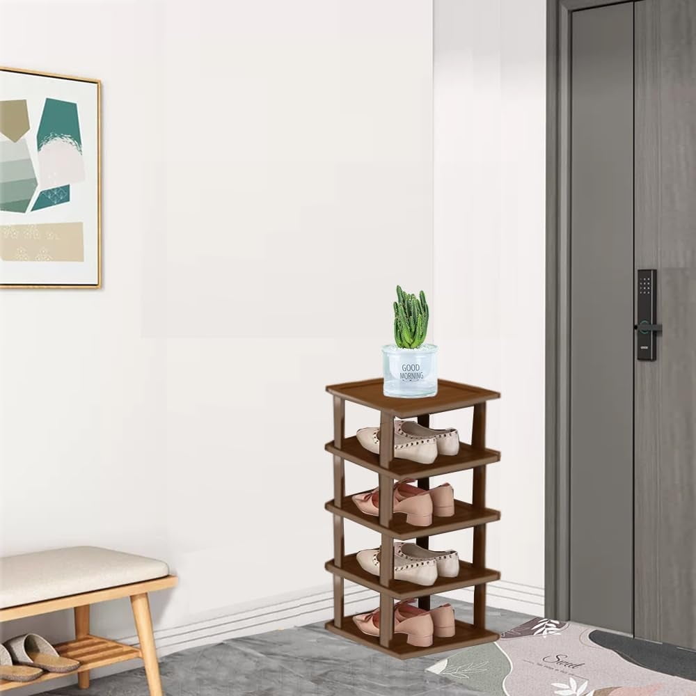 Stackable Standing Shoe Storage CinYana Bamboo Vertical Shoe Rack for Entryway,Narrow Shoe Rack ...