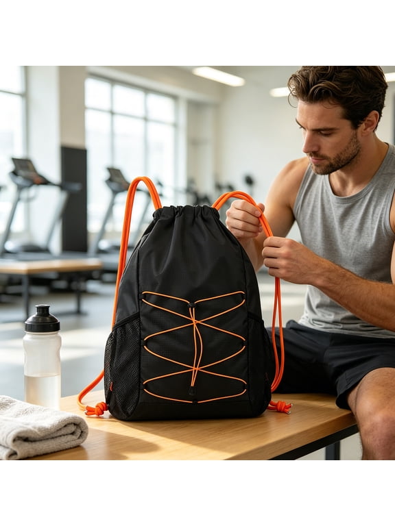 Cinch Backpack, Gym Sack with Roomy Hands-Free Carry, Oxford Fabric, for Workout, Hiking and Travel, Fast Top Closure, Portable Sports Bag