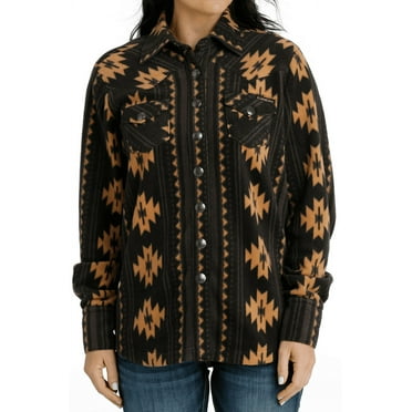Cinch Black Aztec Print Shirt Jacket - Ladies Jacket  - Maj9859002
