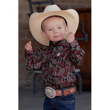 Cinch Black & Red Paisley Print - Kids Boys Shirt - Mtw7062339