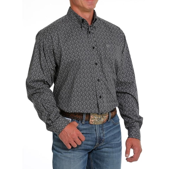 Cinch Black Stretch Print - Mens Shirt - Mtw1105644