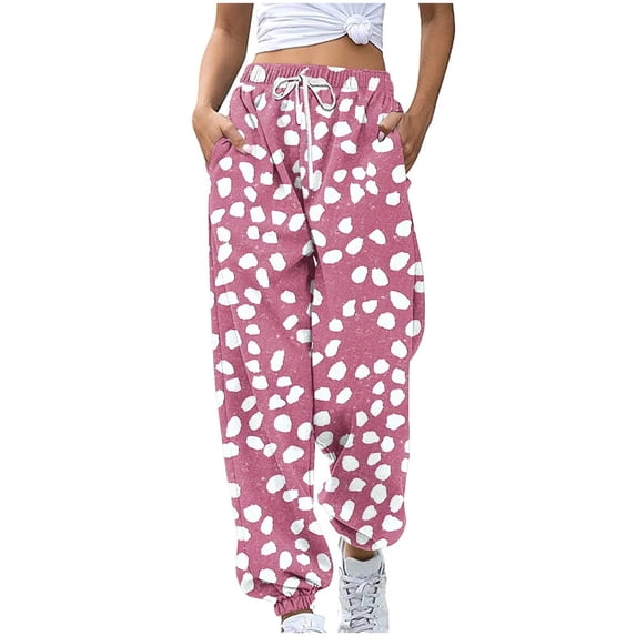 Cinch Bottom Sweatpants Baggy High Waist Stripe Joggers with Pockets Workout Gym Athletic Lounge Trousers