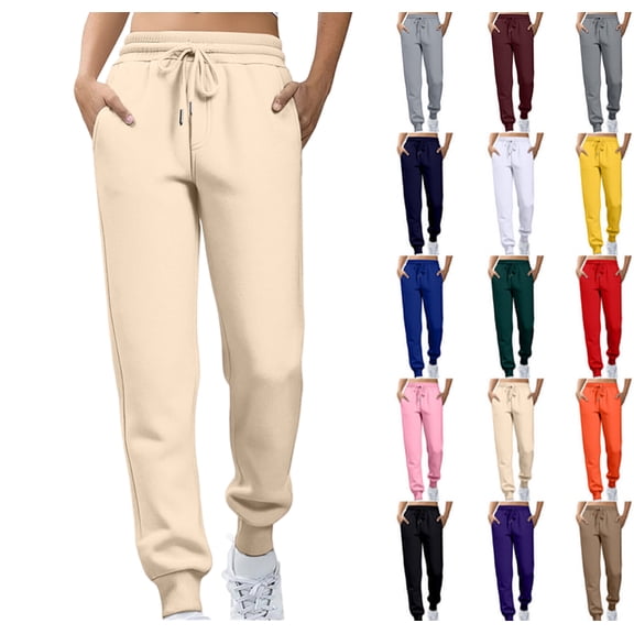 Cinch Bottom Sweatpants Womens Baggy High Waist Joggers with Pockets Workout Gym Sweat Pants Athletic Lounge Trousers