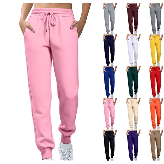 Cinch Bottom Sweatpants Womens Baggy High Waist Joggers with Pockets Workout Gym Sweat Pants Athletic Lounge Trousers