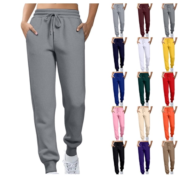 Cinch Bottom Sweatpants Womens Baggy High Waist Joggers with Pockets Workout Gym Sweat Pants Athletic Lounge Trousers