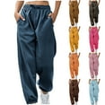 thumbnail image 1 of Cinch Bottom Sweatpants for Women with Pockets High Waisted Baggy Casual Workout Lounge Joggers Navy L, 1 of 4