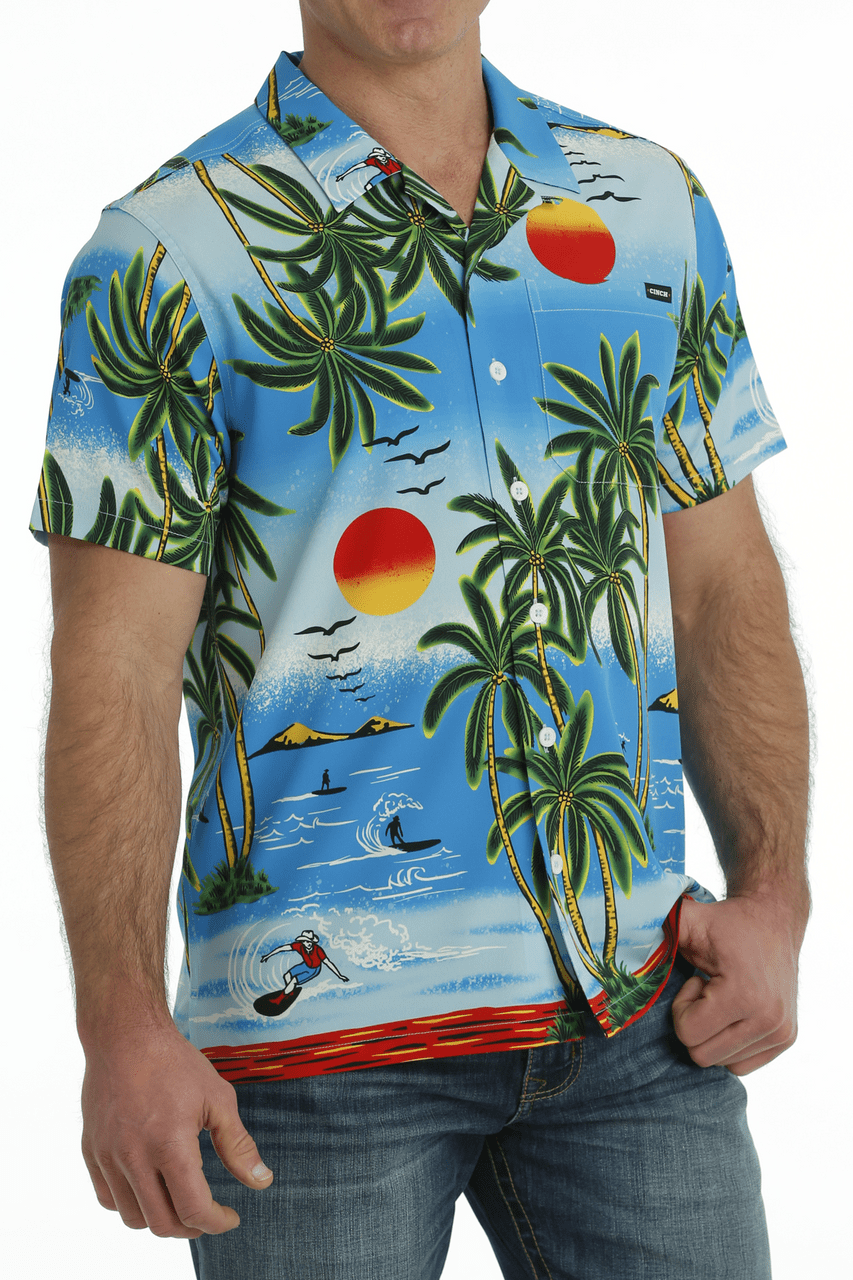 Hawaiian Shirt Blue Jeans Men's