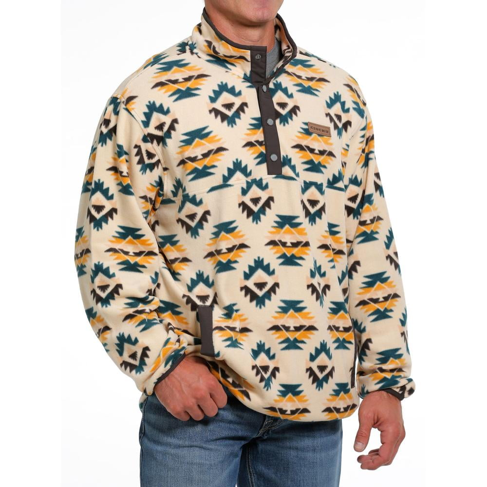 Cinch Cream Aztec Fleece Pullover Men Sweater Mwk1514020
