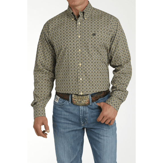 Cinch Golden Yellow Geometric Print - Mens Shirt - Mtw1105756