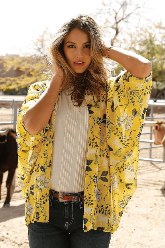 Cinch Kimono Yellow - Ladies Shirt - Ctw7389001