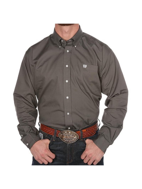 Cinch Mens L/S Grey Button Up Shirt