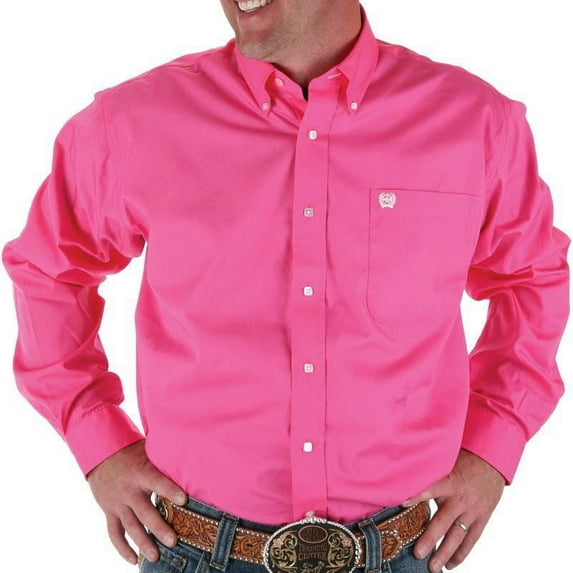 Cinch Mens Long Sleeve Pink Pinpoint Shirt