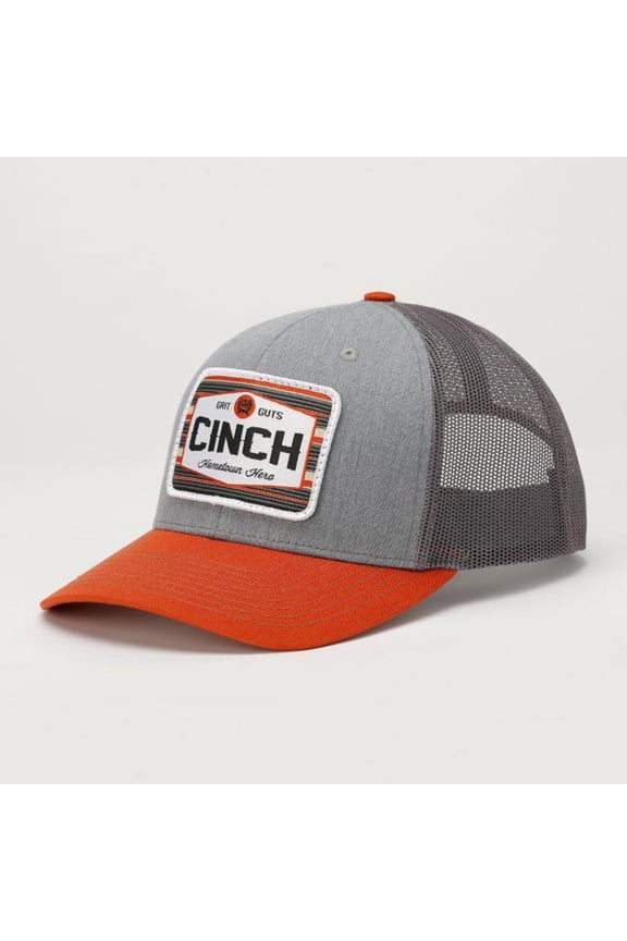 Cinch Men's Black Grey Mesh Leather Patch Trucker Cap MCC0800011
