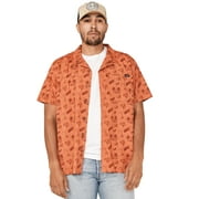 Cinch Men's Camp Trailblazer Allover Beach Print Short Sleeve Button Down Western Orange Large