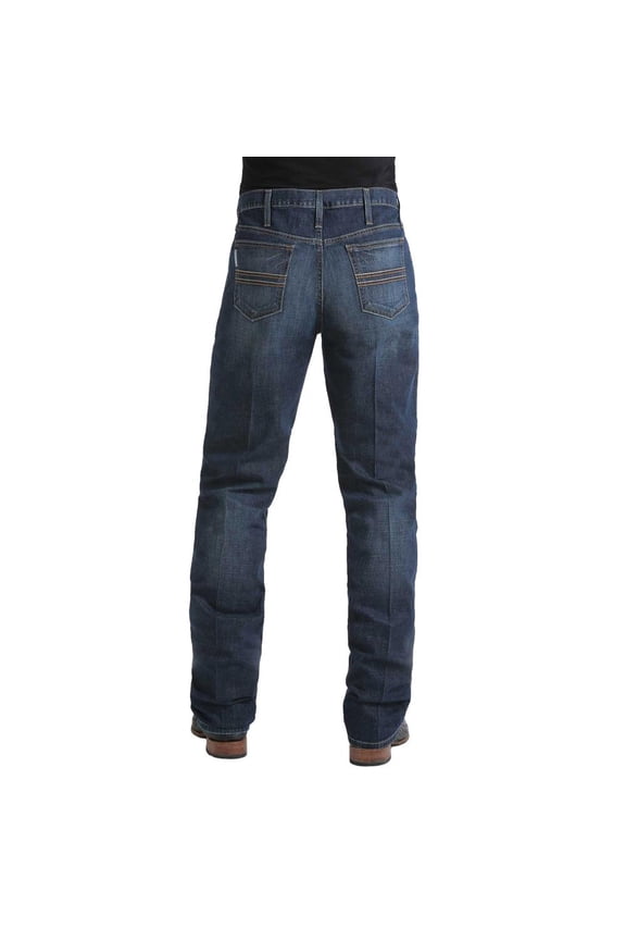 Cinch Men's Silver Label Dark Wash Mid Rise Slim Straight Performance Jeans Dark Stone 29W x 32L  US