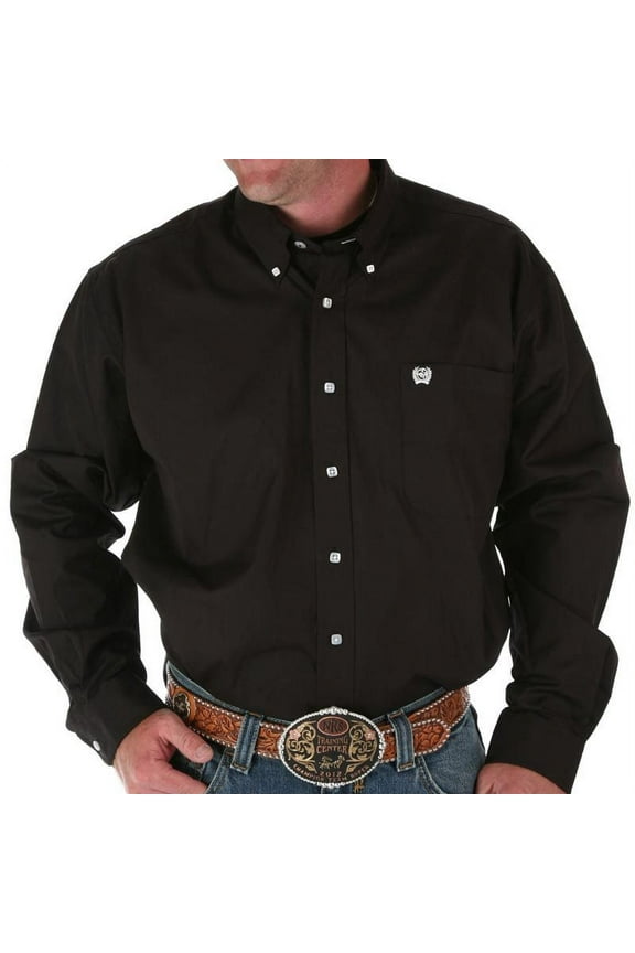 Cinch Menandapos;s Classic Fit Long Sleeve Button One Open Pocket Solid Basic Shirt, Black, Large