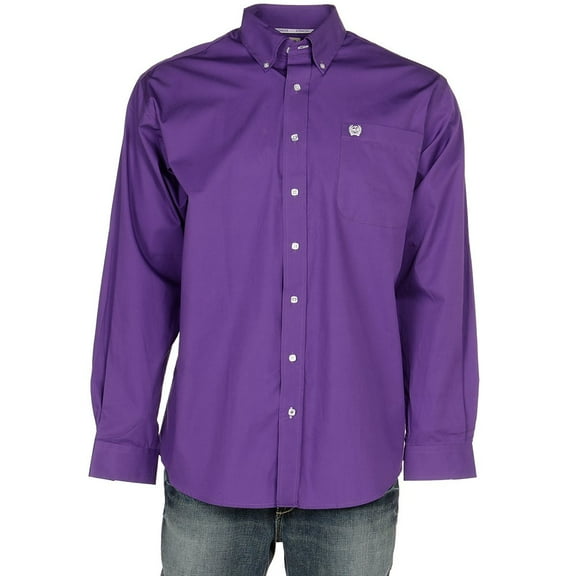 Cinch Mens L/S Purple Solid Pinpoint Shirt