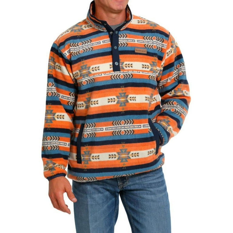Cinch Men s Southwestern Striped 1 4 Snap Polar Fleece Pullover Multi Medium US Walmart